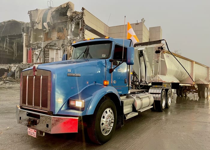 End-dump truck at a Southern California construction job site